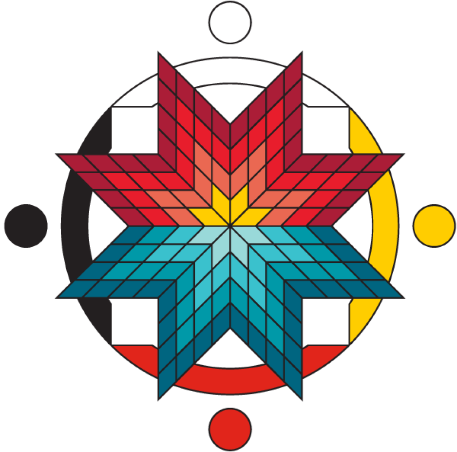 Indigenous Education and Services medallion, featuring a star blanket design created by artist Joseph Sagaj.
