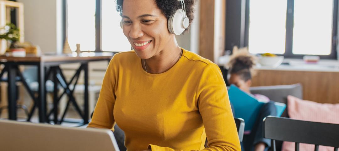 Continuing education student registers for an online course with teacher-led instruction to learn from home.